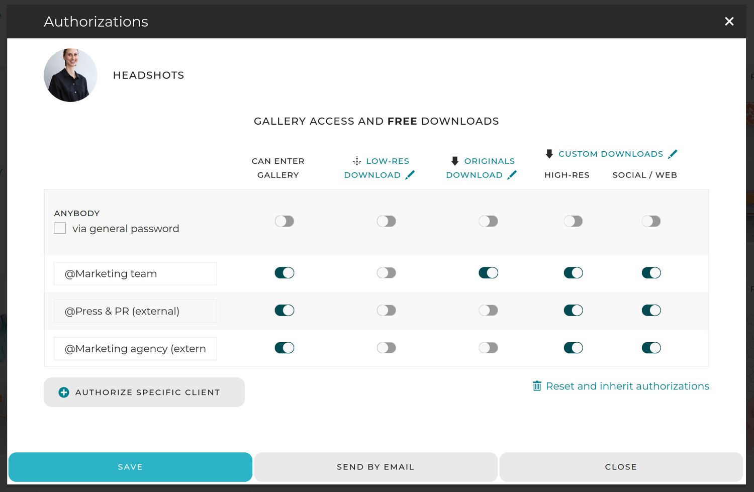 Dam group access rights