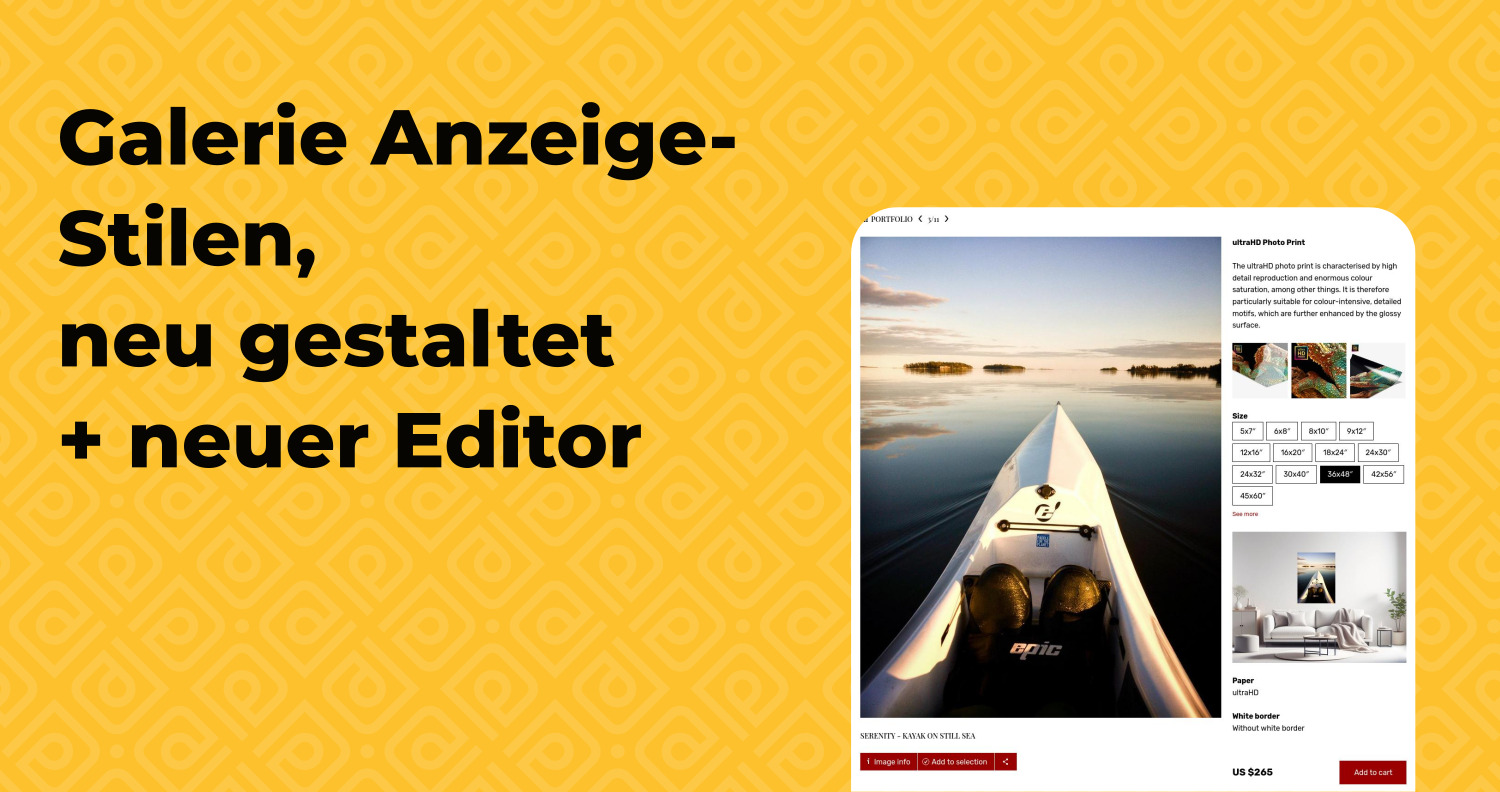 Galerie anzeige stilen gestaltet