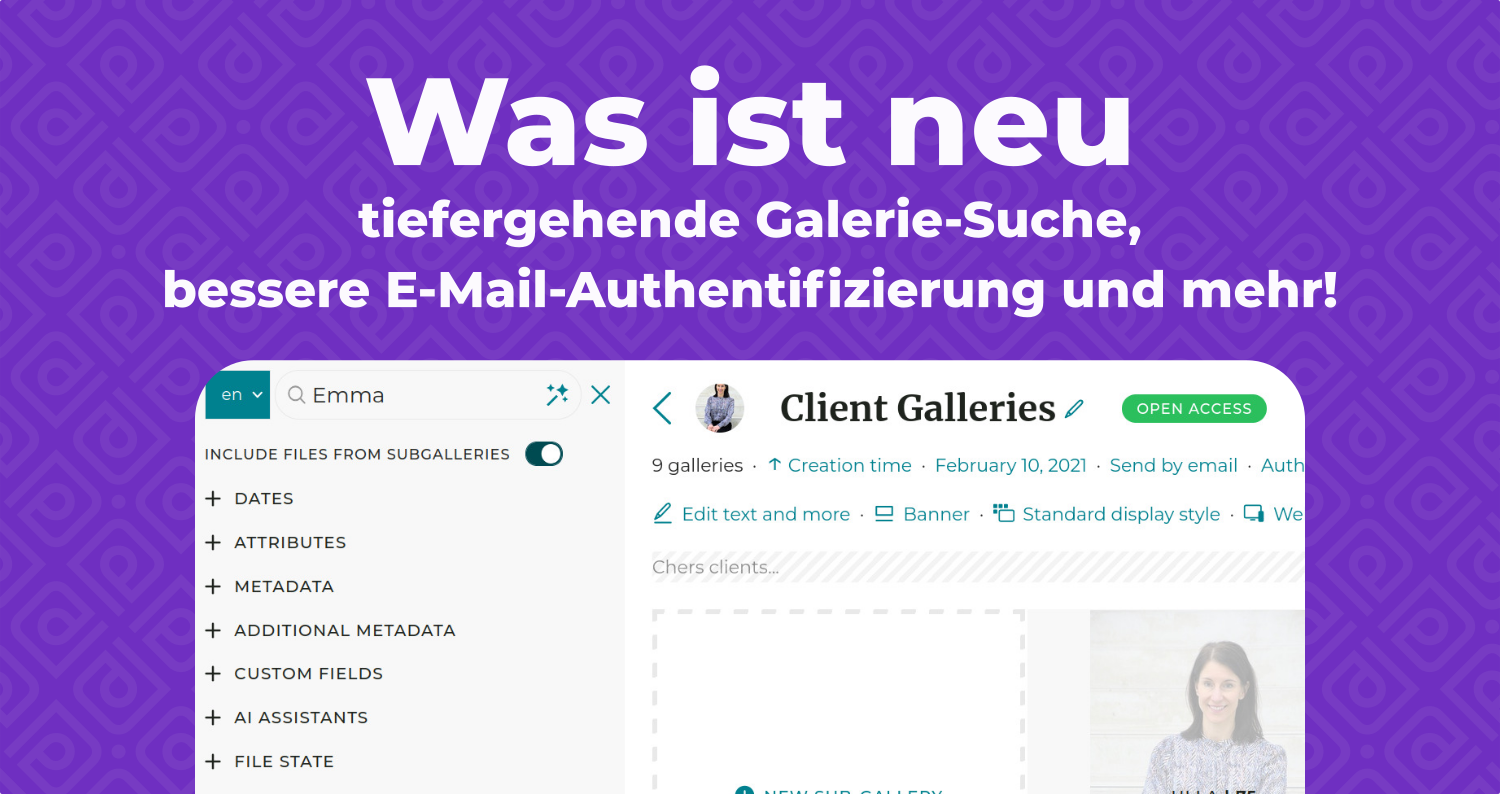 Was ist neu: tiefgehende Galerie-Suche, bessere E-Mail-Authentifizierung und mehr!