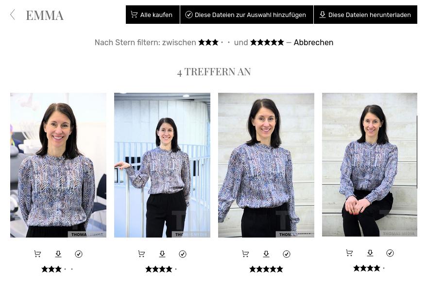Proofing-Galerie für Kunden mit Sternebewertungen
