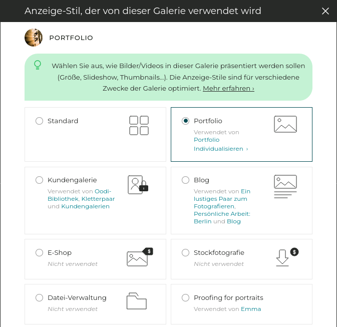 Galleries display styles1