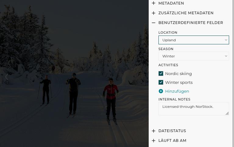 Benutzerdefinierte Felder sind in die Funktionen zur Verwaltung von Metadaten integriert