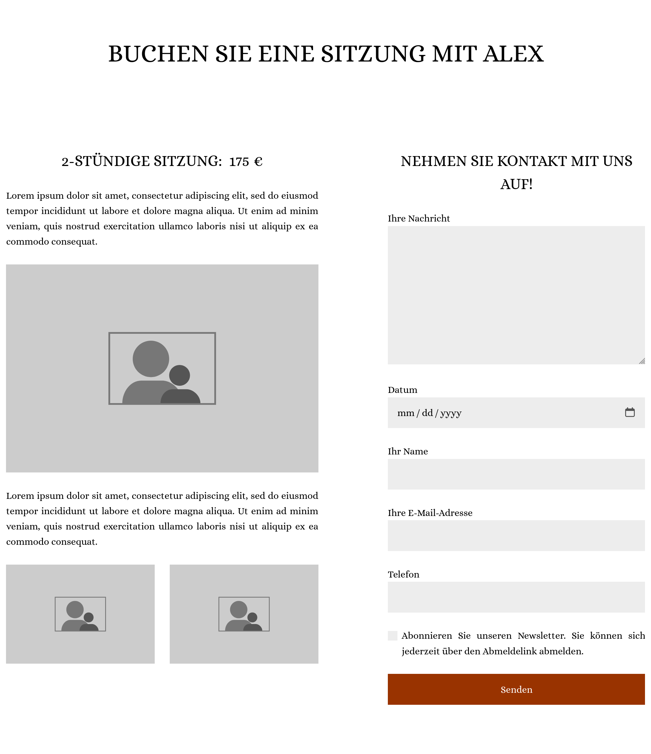 Produktseite, die zur Kontaktaufnahme einlädt und ein Datum angibt