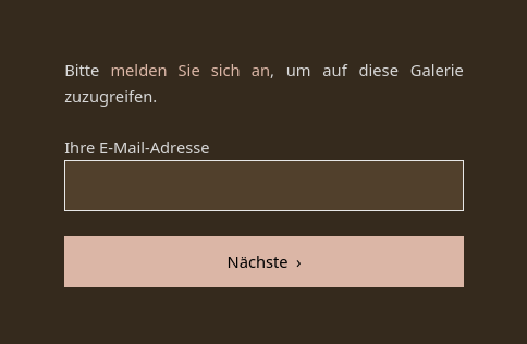 Galerien können durch Login oder durch ein einfaches Passwort geschützt werden