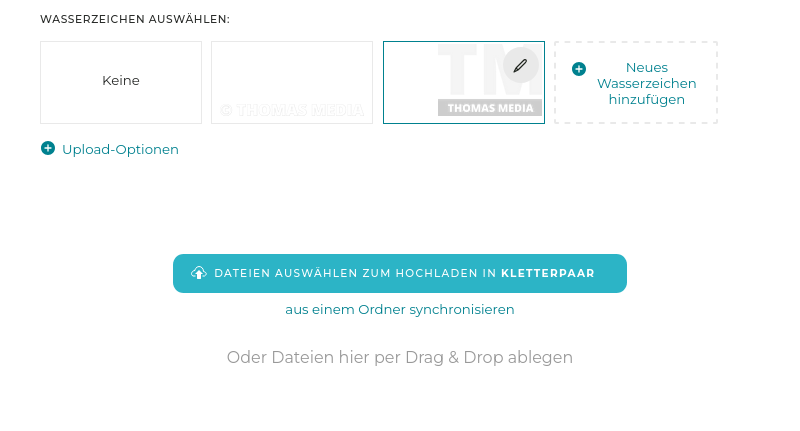 Sie können beim Hochladen verschiedene Wasserzeichen für verschiedene Serien auswählen