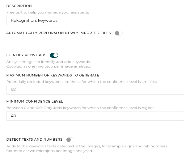 PhotoDeck provides you with extensive control on AI analysis settings.