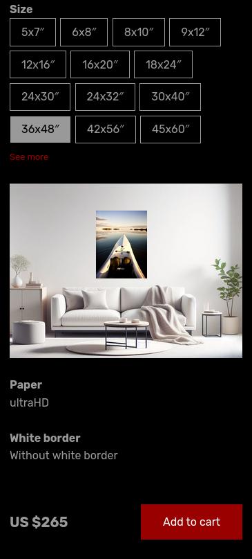 WhiteWall product with automated virtual room preview