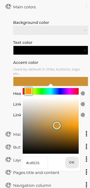 Website color customization