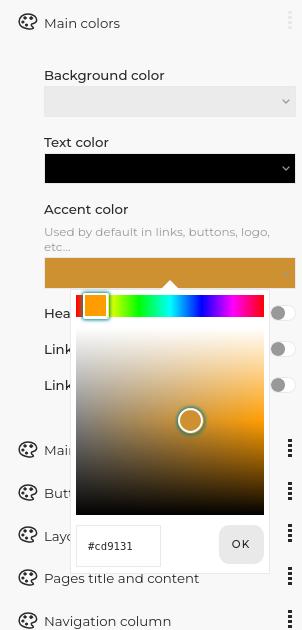 Website color customization