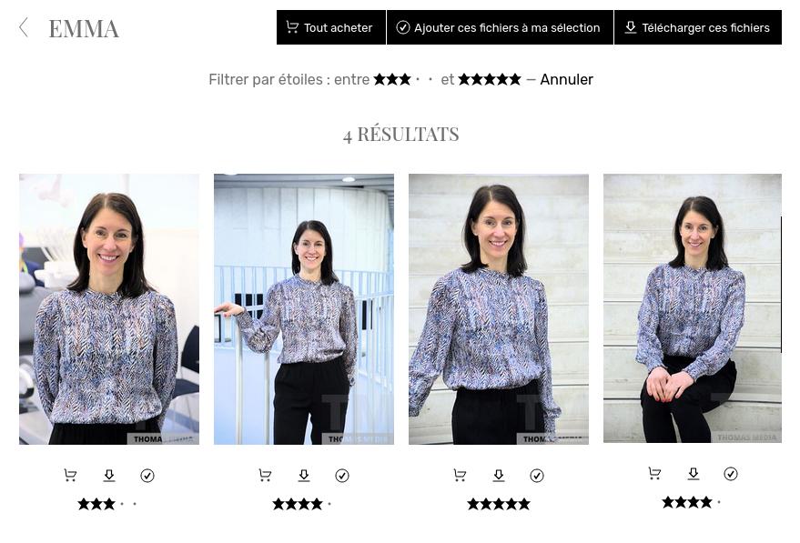 Galerie client avec notes par étoiles