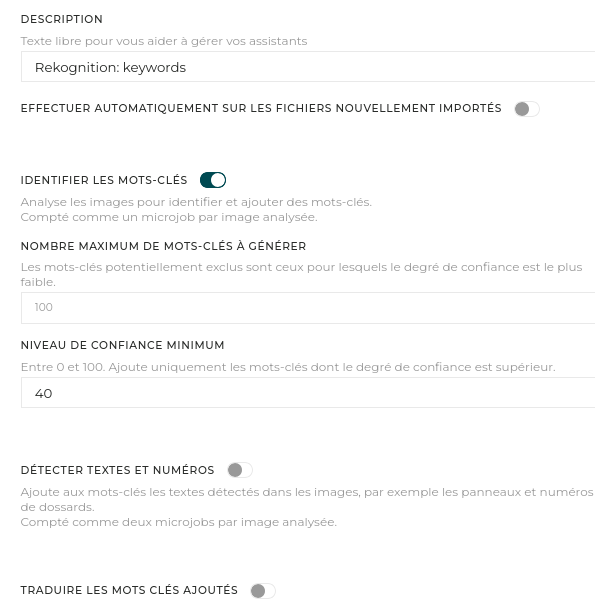 PhotoDeck vous offre un contrôle étendu sur les paramètres d’analyse par IA.