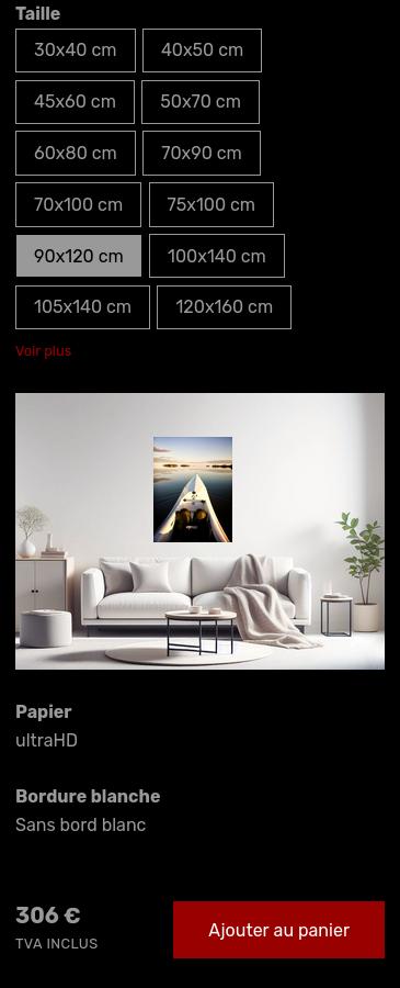 Produit WhiteWall avec aperçu virtuel automatisé de la pièce