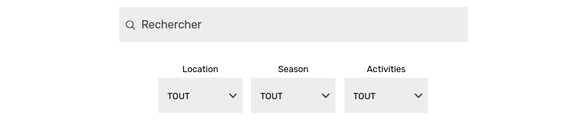 Les champs personnalisés restreints apparaissent comme des filtres déroulants dans la recherche sur le site web frontal.